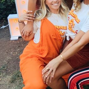 ORANGE linen overalls